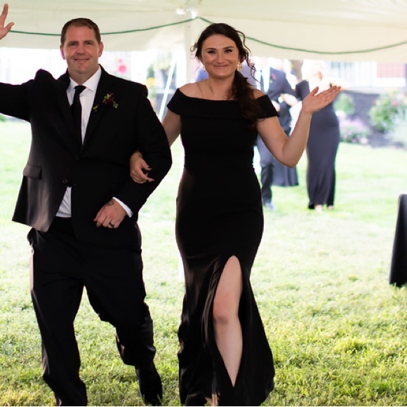 BHLDN Delice Off-the-Shoulder Crepe Dress in Black Size 8 Flared Hem - Picture 12 of 15